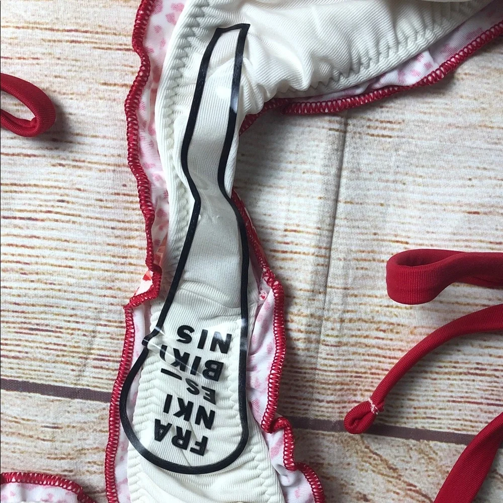 Frankie's Bikinis‎ x PINK Red and White Animal Print Bikini Bottom